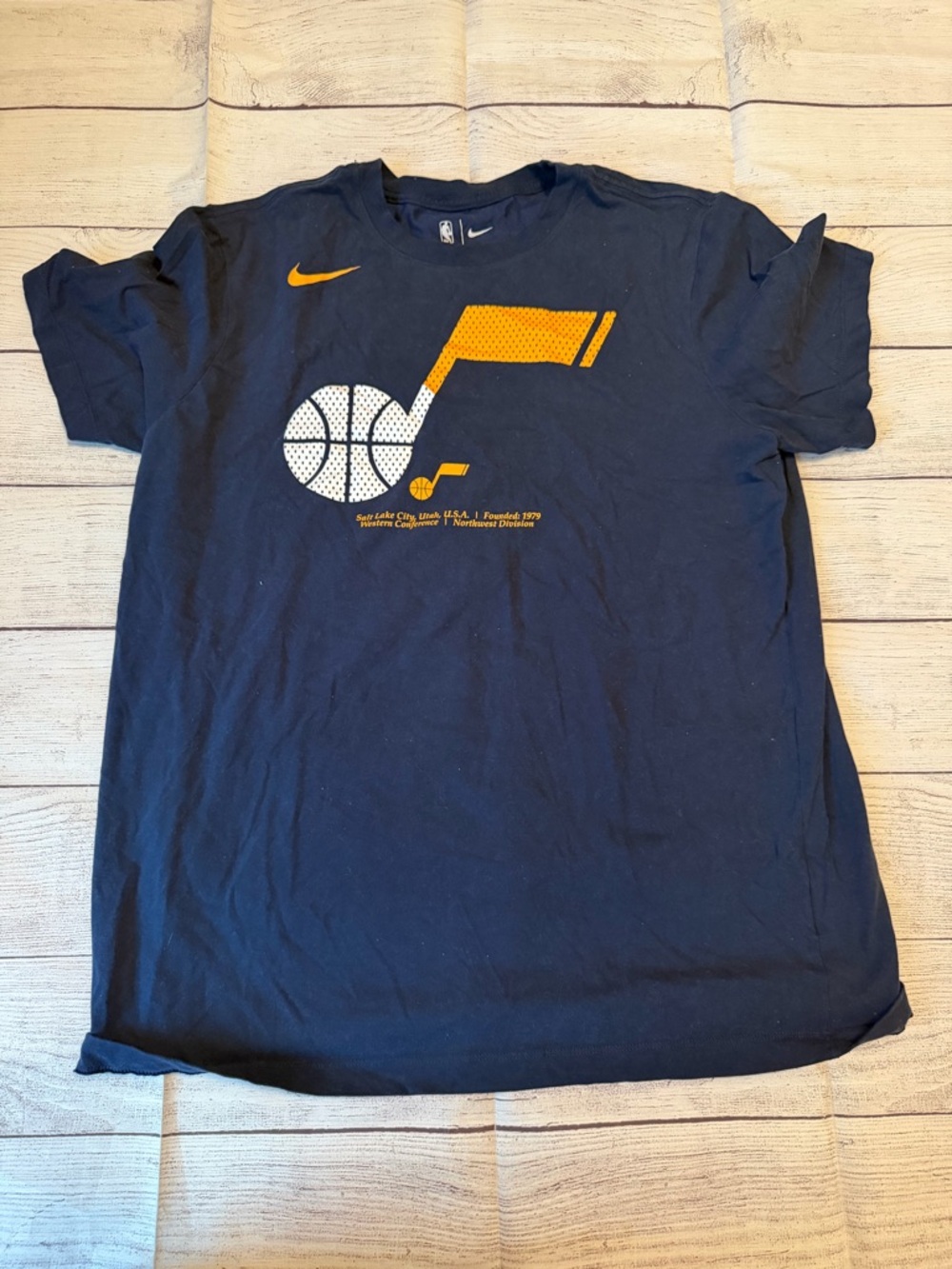Men's Nike Utah Jazz Navy Blue Basketball Logo T-Shirt